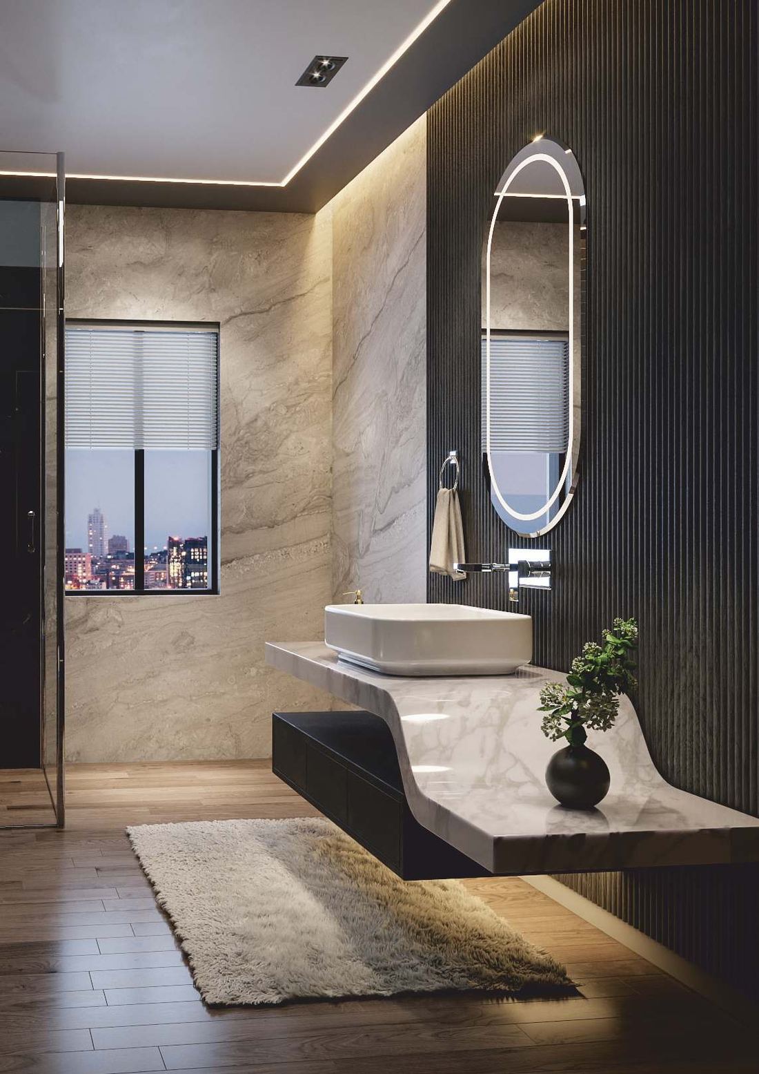 Luxury marble bathroom vanity with designer sanitaryware — IDC Mohali